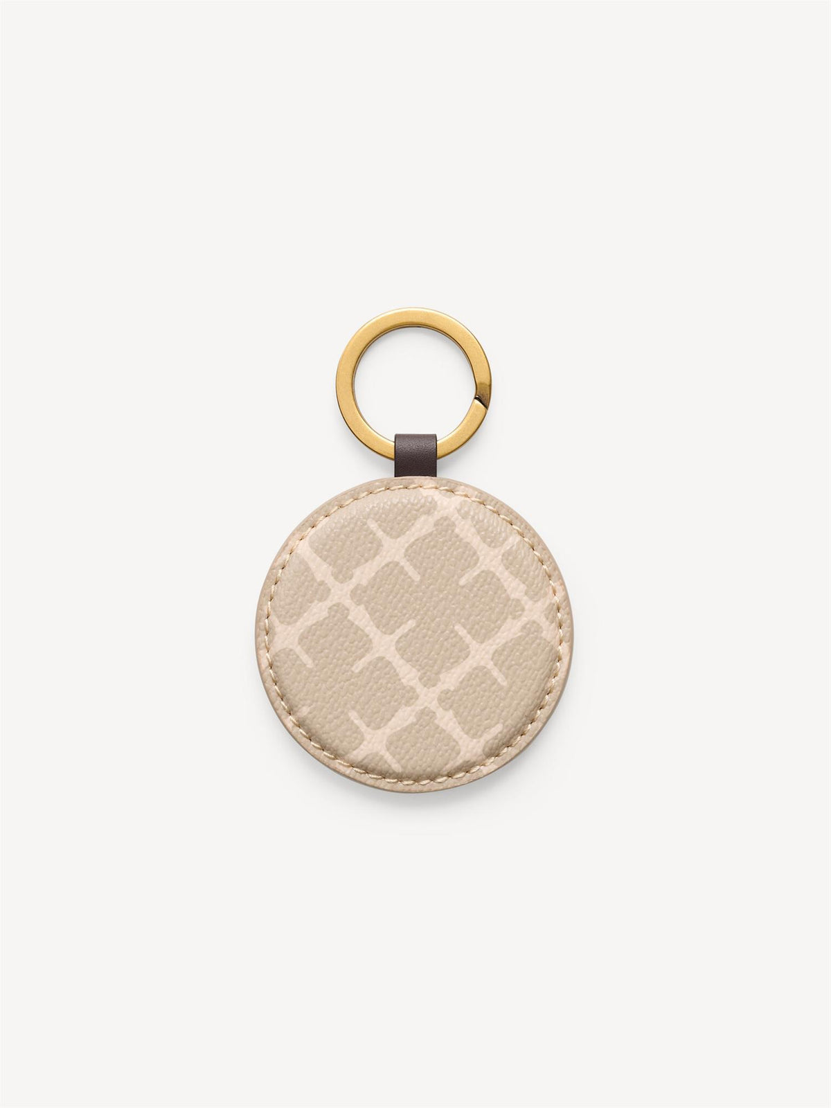 ELIA KEY nøkkelring fra By Malene Birger i beige polyvinyl chloride med Signature Flower-print, gullfargede metalldetaljer og logo.