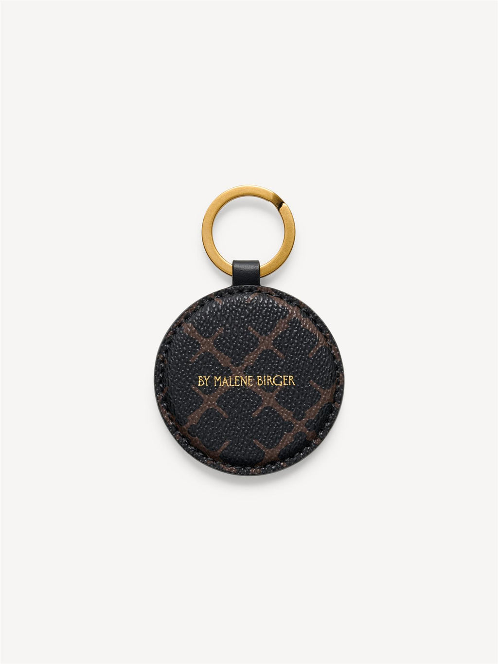 ELIA KEY nøkkelring fra By Malene Birger i brun polyvinyl chloride med Signature Flower-print, gullfargede metalldetaljer og logo.
