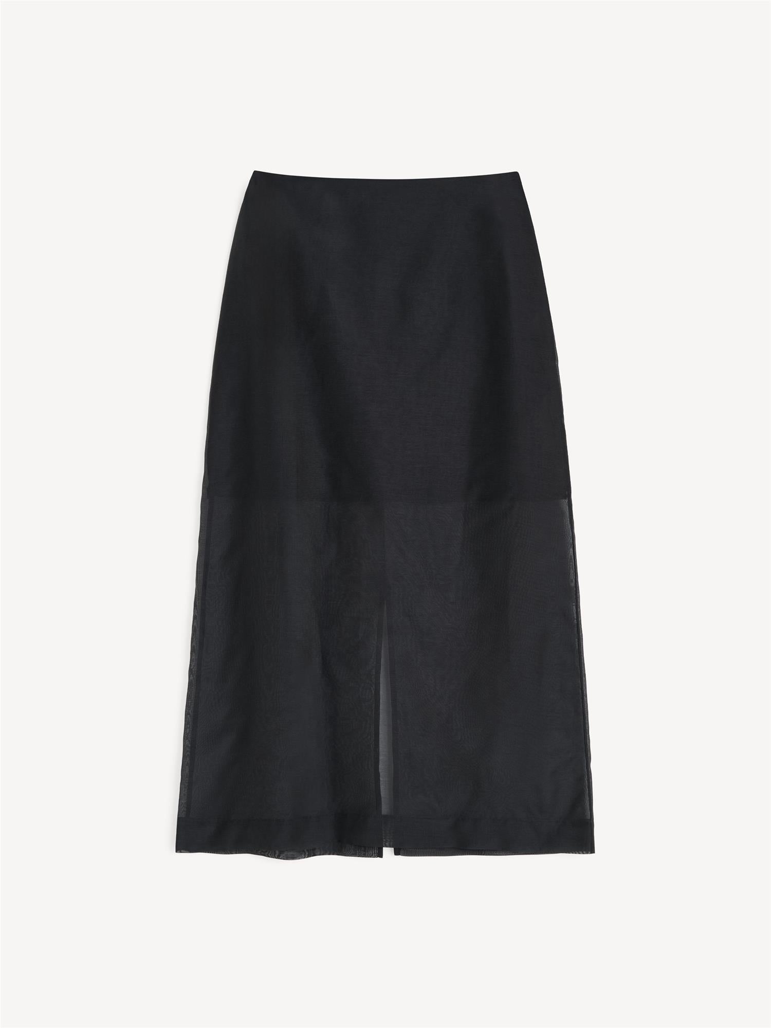 By Malene Birger Esta A-linjet organza-skjørt i sort silke og bomull, delvis foret med splitt bak.