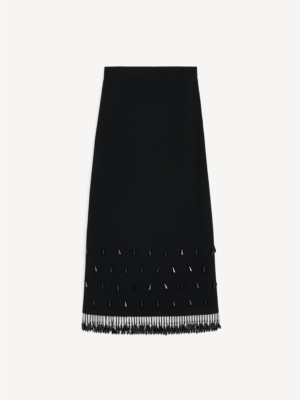 By Malene Birger Estilla strikket viskoseskjørt i sort med perlekant, strikk i livet og A-form.