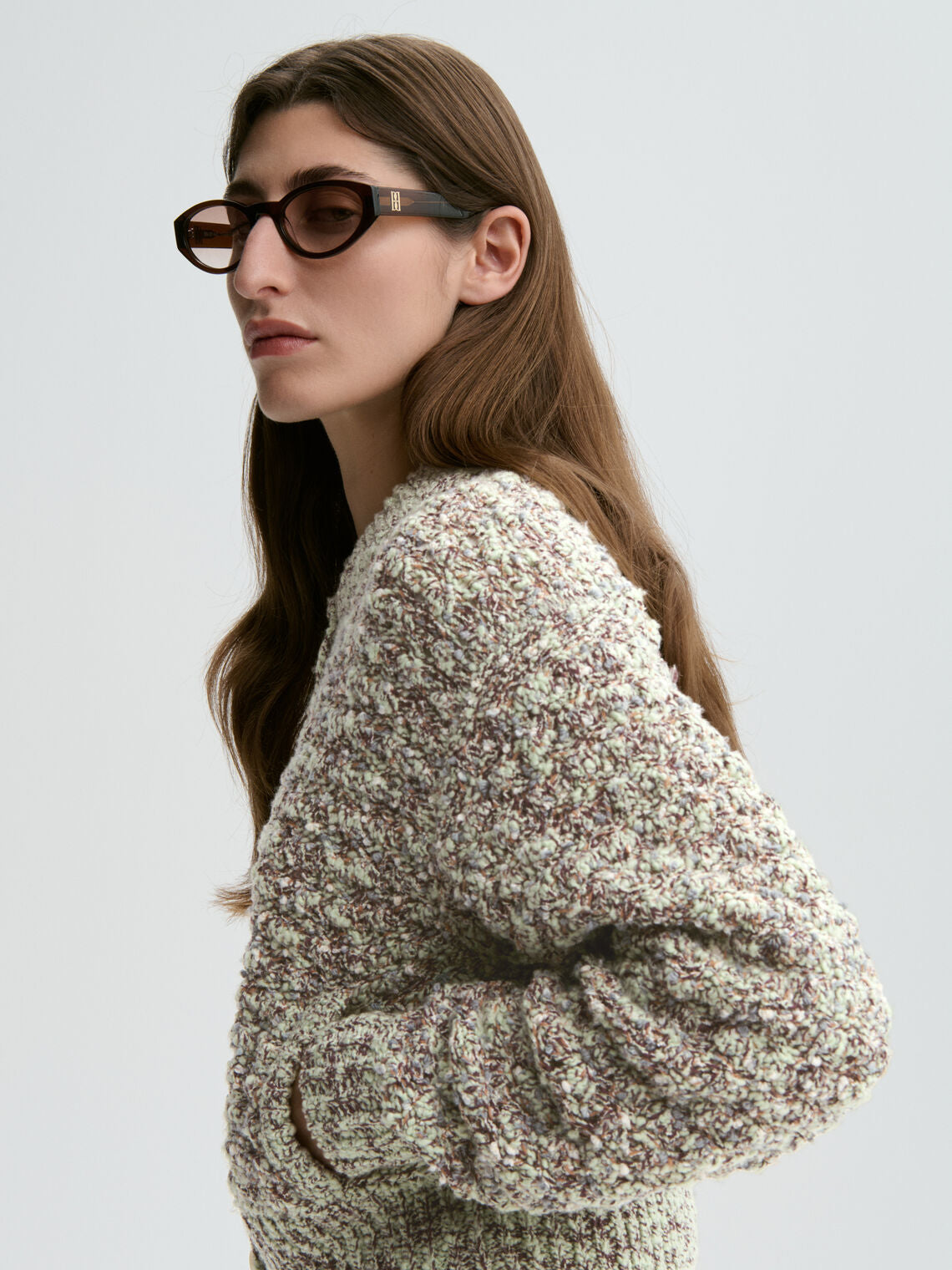 Lysegrønn cardigan med klassisk snitt og knapper – By Malene Birger