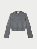HANNAH kort genser fra By Malene Birger i fargen mørkegrå, laget i 100% ull.