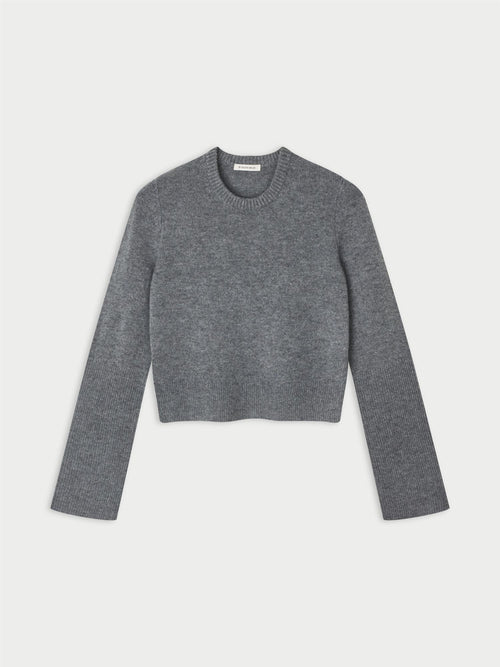 HANNAH kort genser fra By Malene Birger i fargen mørkegrå, laget i 100% ull.