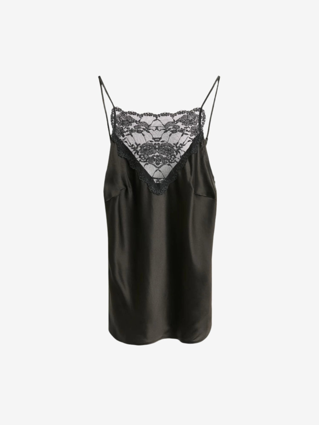 By Malene Birger Leeba topp i sort, laget av acetat og polyester, med blonde detaljer og et sensuelt, elegant uttrykk.