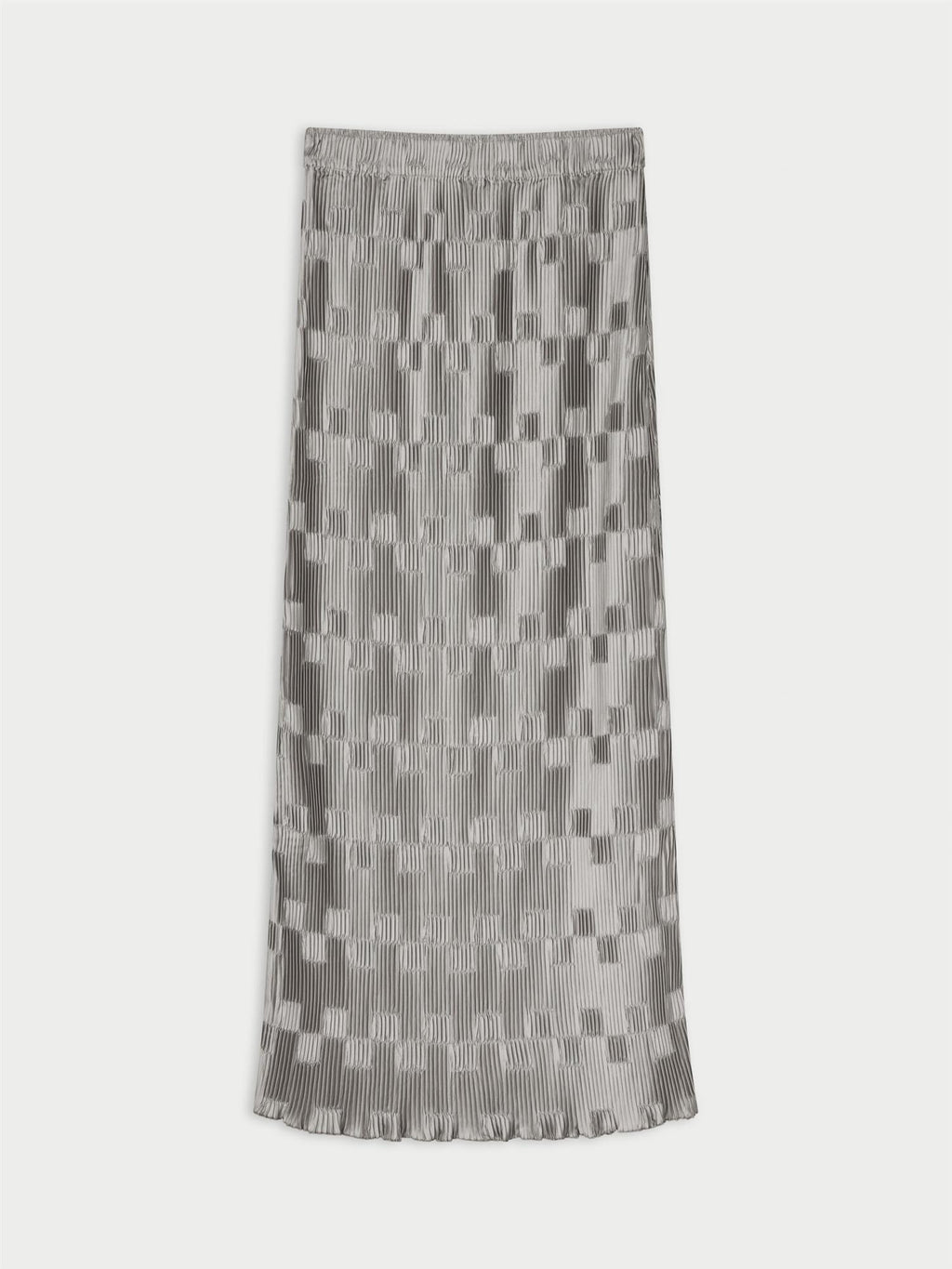 LIAN plisseskjørt fra By Malene Birger i fargen sølv, laget i 100% resirkulert polyester. Rett passform med strikk i livet og lang lengde.