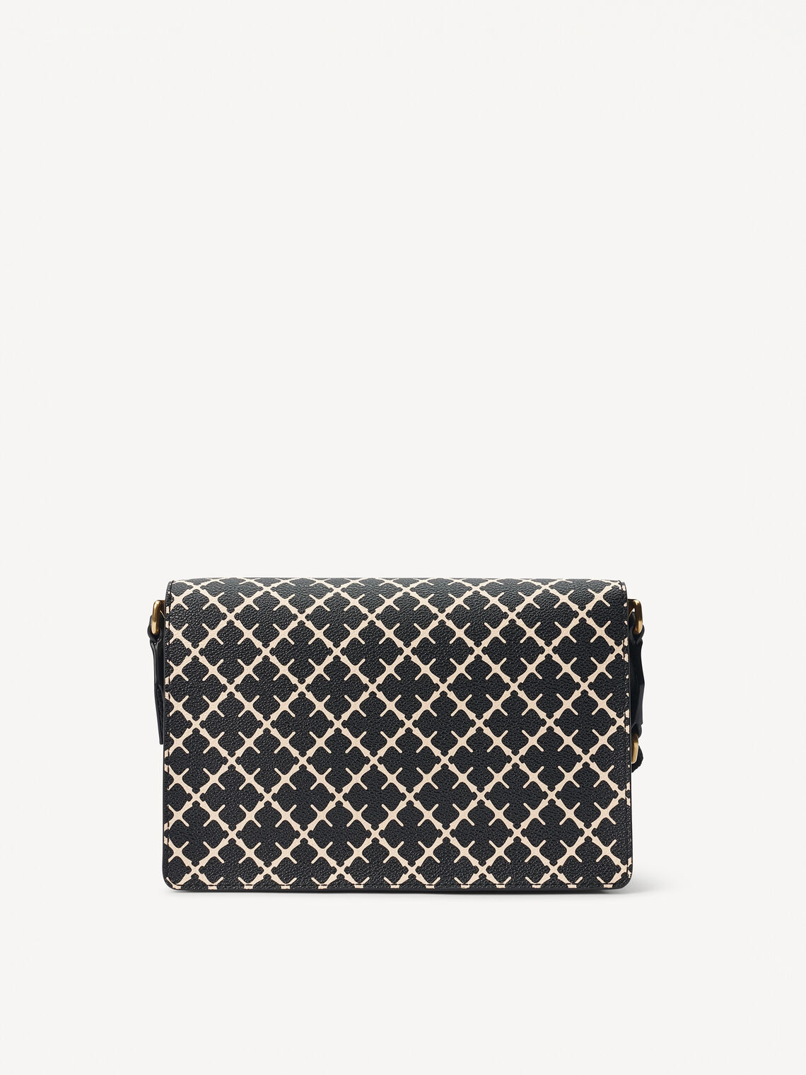 By Malene Birger Loenna crossover-veske i sort polyvinyl chloride, med Signature Flower-mønster, skinndetaljer og justerbar skulderrem.