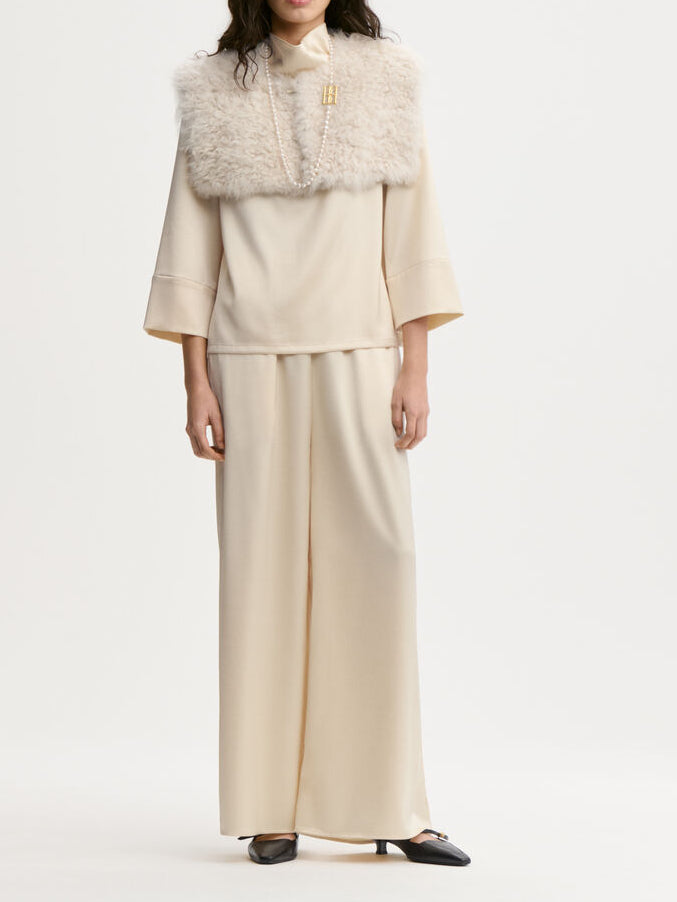 LOUIS bukse fra By Malene Birger i fargen kremfarget, laget i sateng.