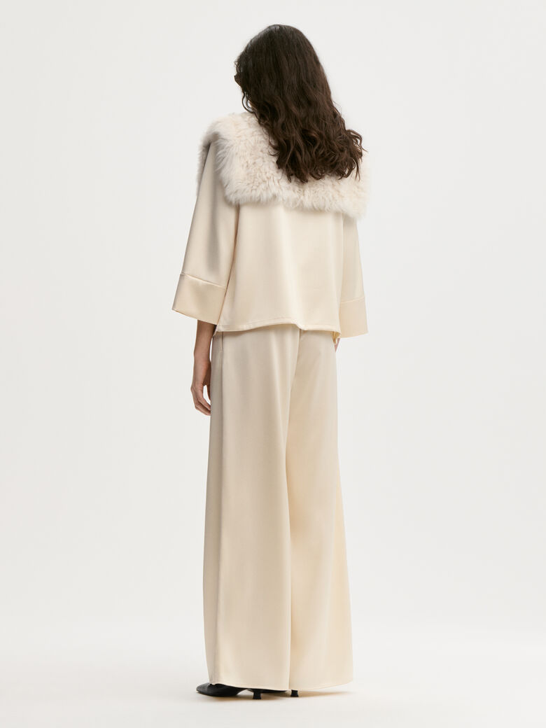 LOUIS bukse fra By Malene Birger i fargen kremfarget, laget i sateng.