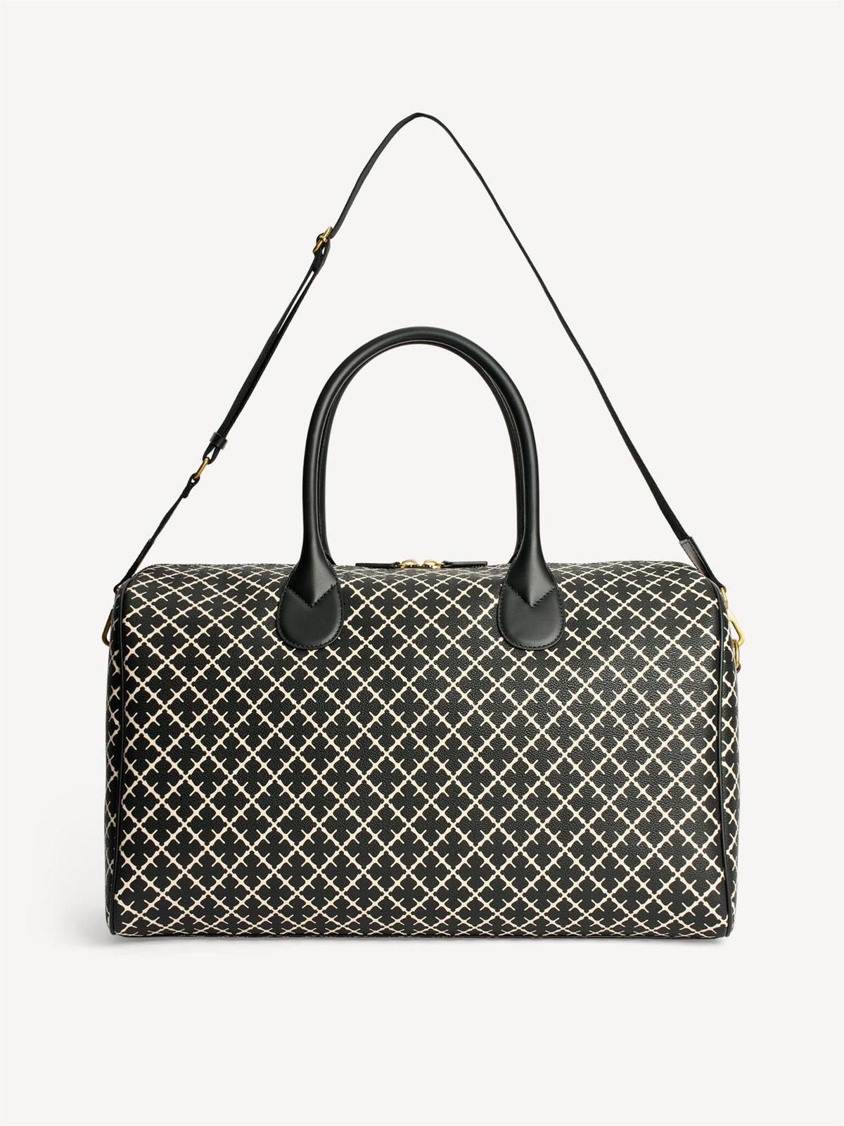 LULLU LARGE weekendbag fra By Malene Birger i fargen sort, laget i polyvinylklorid med Signatur Flower-print, avtagbar skulderreim og brede bærehåndtak.