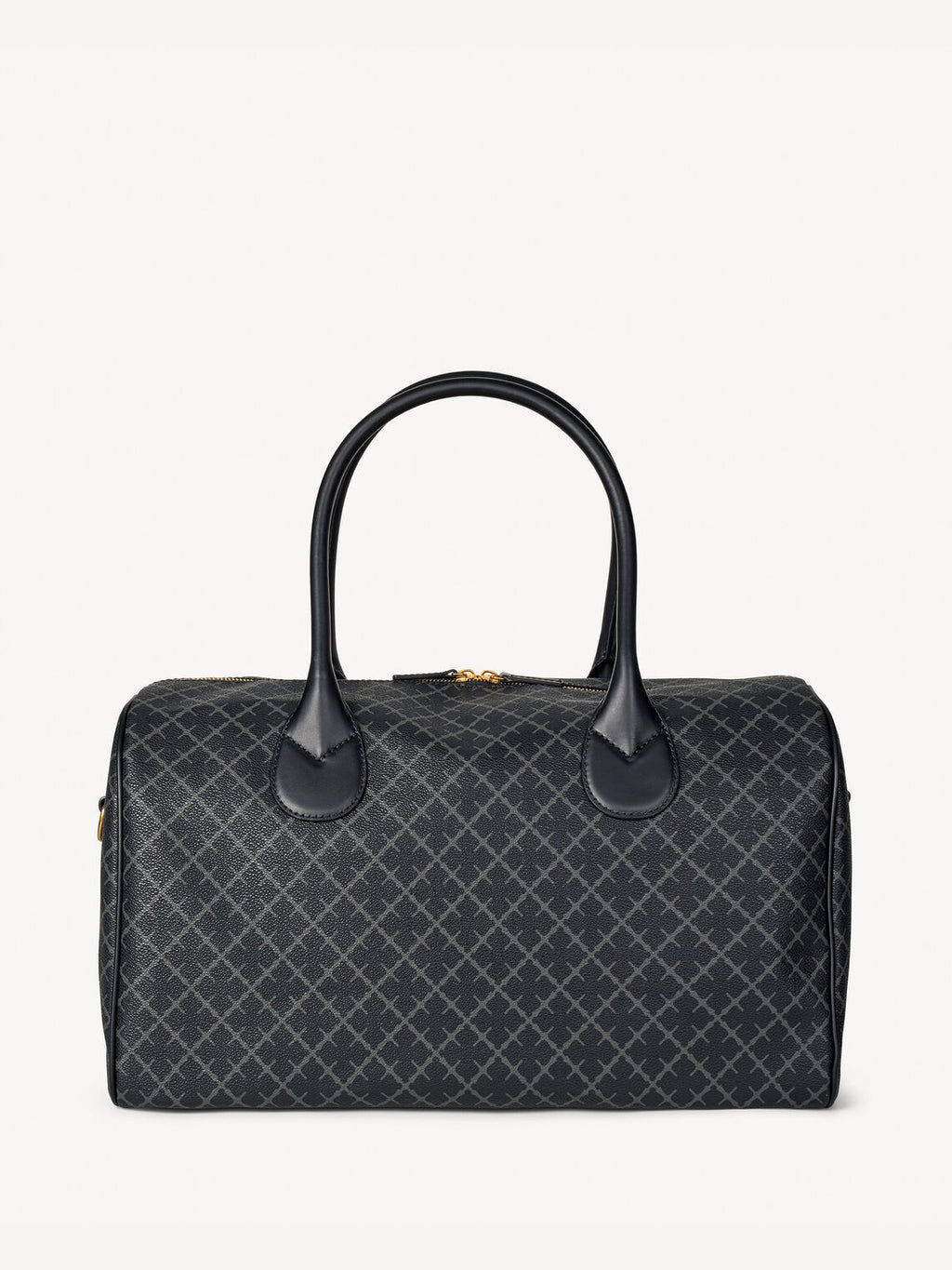 LULLU SMALL weekendbag i grå polyvinylklorid med Signature Flower-print og avtagbar skulderreim