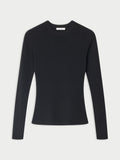 MARIELLA genser fra By Malene Birger i fargen sort, laget i 60% ull, 32% lyocell (TENCEL) og 8% silke. Ribbestrikket struktur, rund hals og tettsittende passform.
