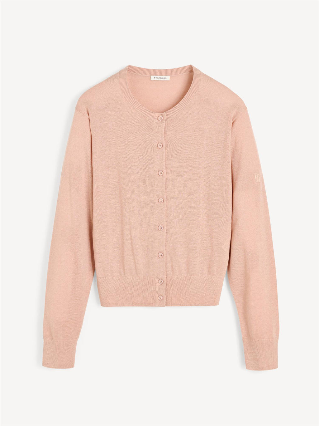 Rosa cardigan i ull og silkemiks med klassisk passform og knapper – By Malene Birger