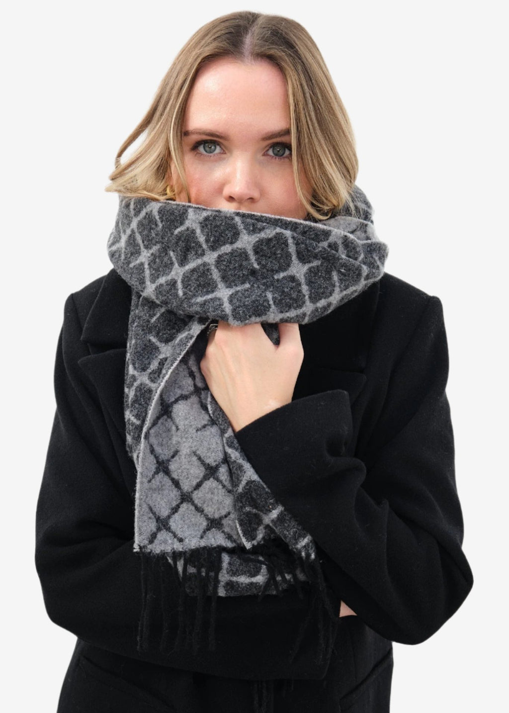 ortega, skjerf, ull, kashmir, grå, by malene birger