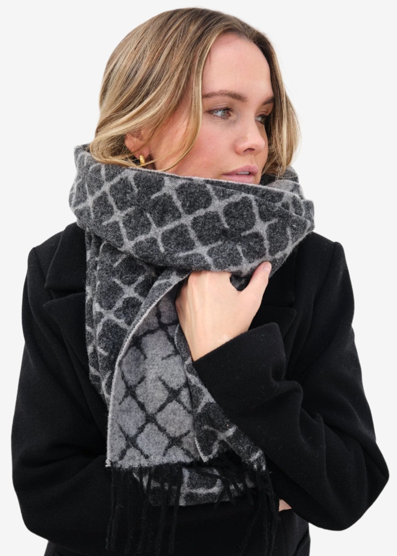 ortega, skjerf, ull, kashmir, grå, by malene birger