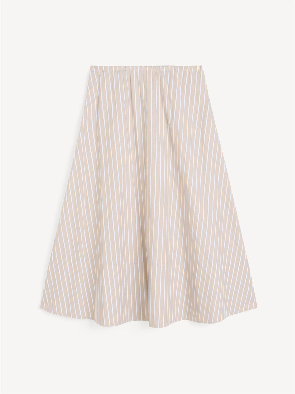 By Malene Birger Pheobes midi-skjørt i beige organisk bomull med strikk i livet og A-form.