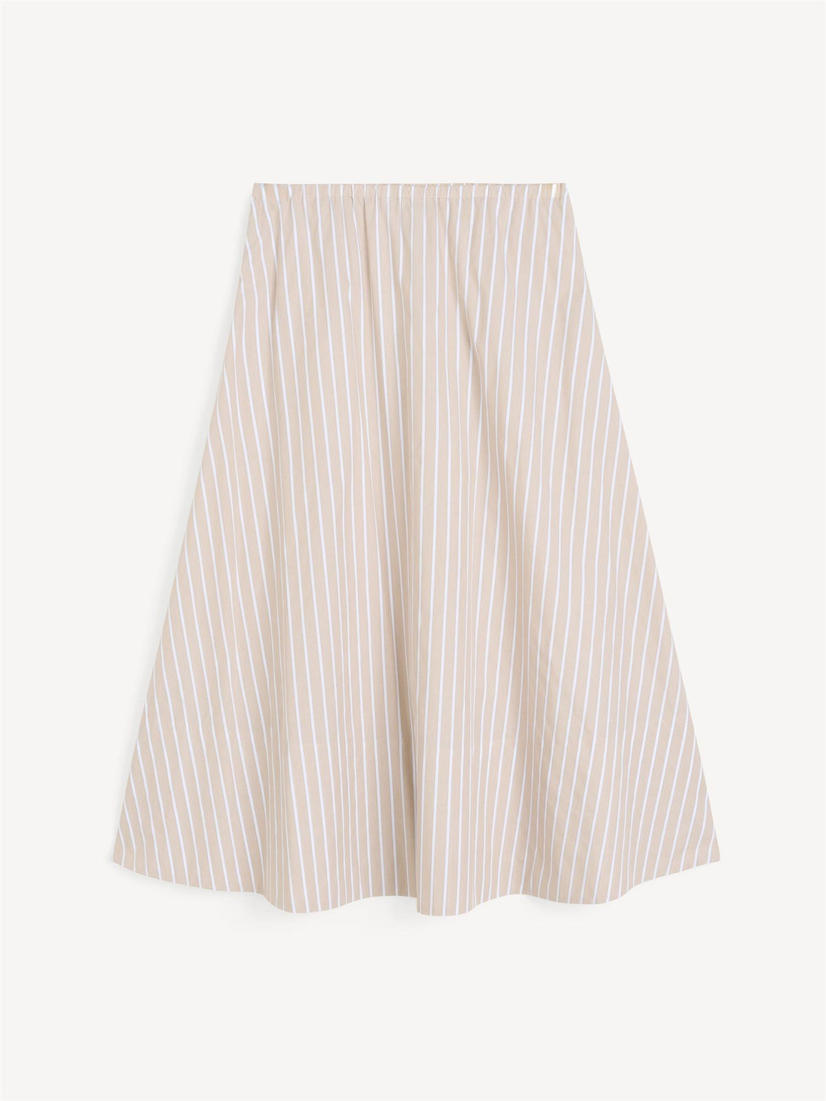 By Malene Birger Pheobes midi-skjørt i beige organisk bomull med strikk i livet og A-form.