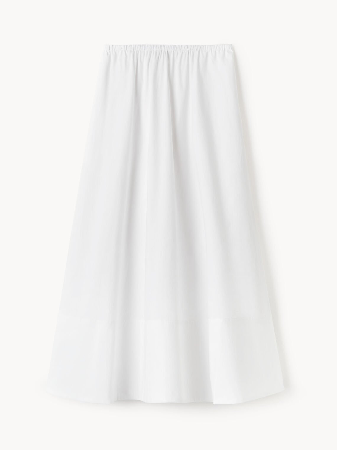 By Malene Birger Pheobes bomullsskjørt i hvit, med strikk i midjen og en A-formet silhuett, laget av 100% organisk bomull.