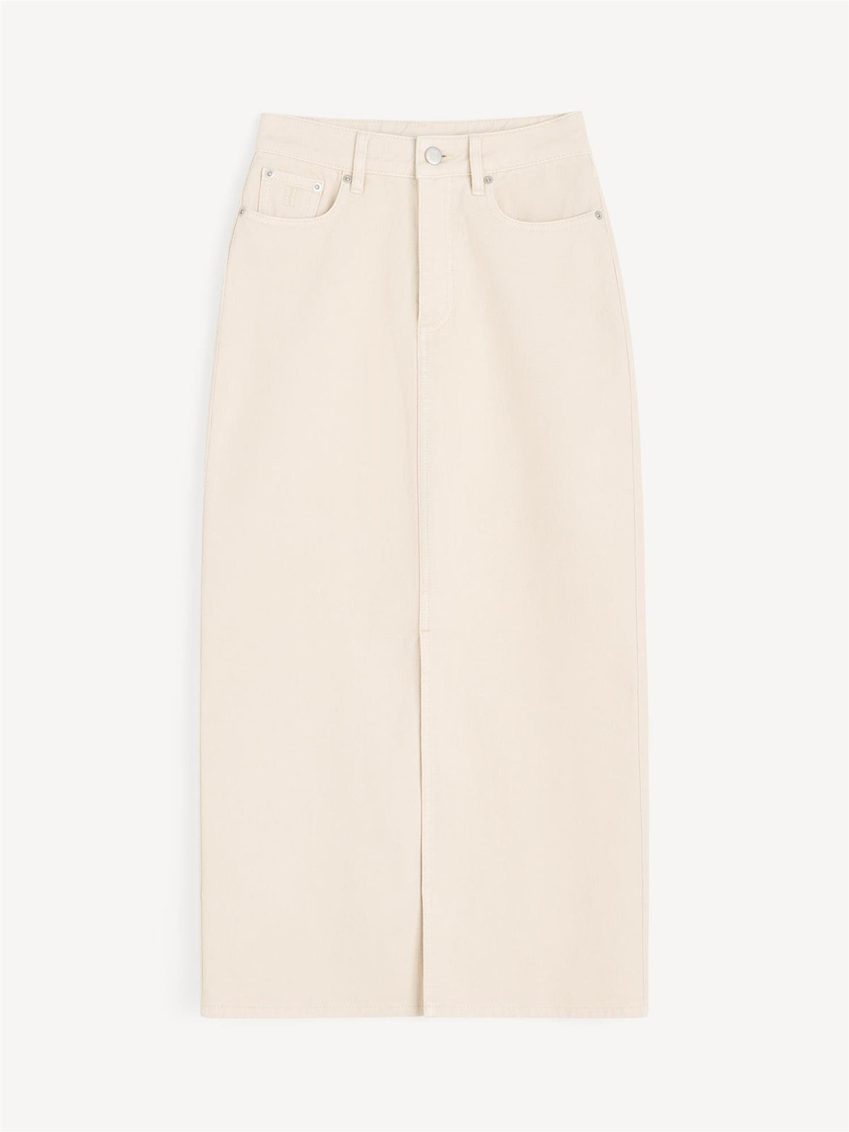 By Malene Birger Phoenix jeansskjørt i kremfarget organisk bomull, ankel-lengde med splitt i front.