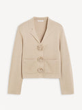 By Malene Birger Rosa cardigan i beige, med blomsterknapper, cropped lengde og laget av viskose og polyamid.