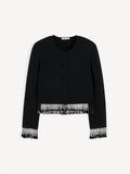 Sort cardigan med perldetaljer og klassisk passform – By Malene Birger