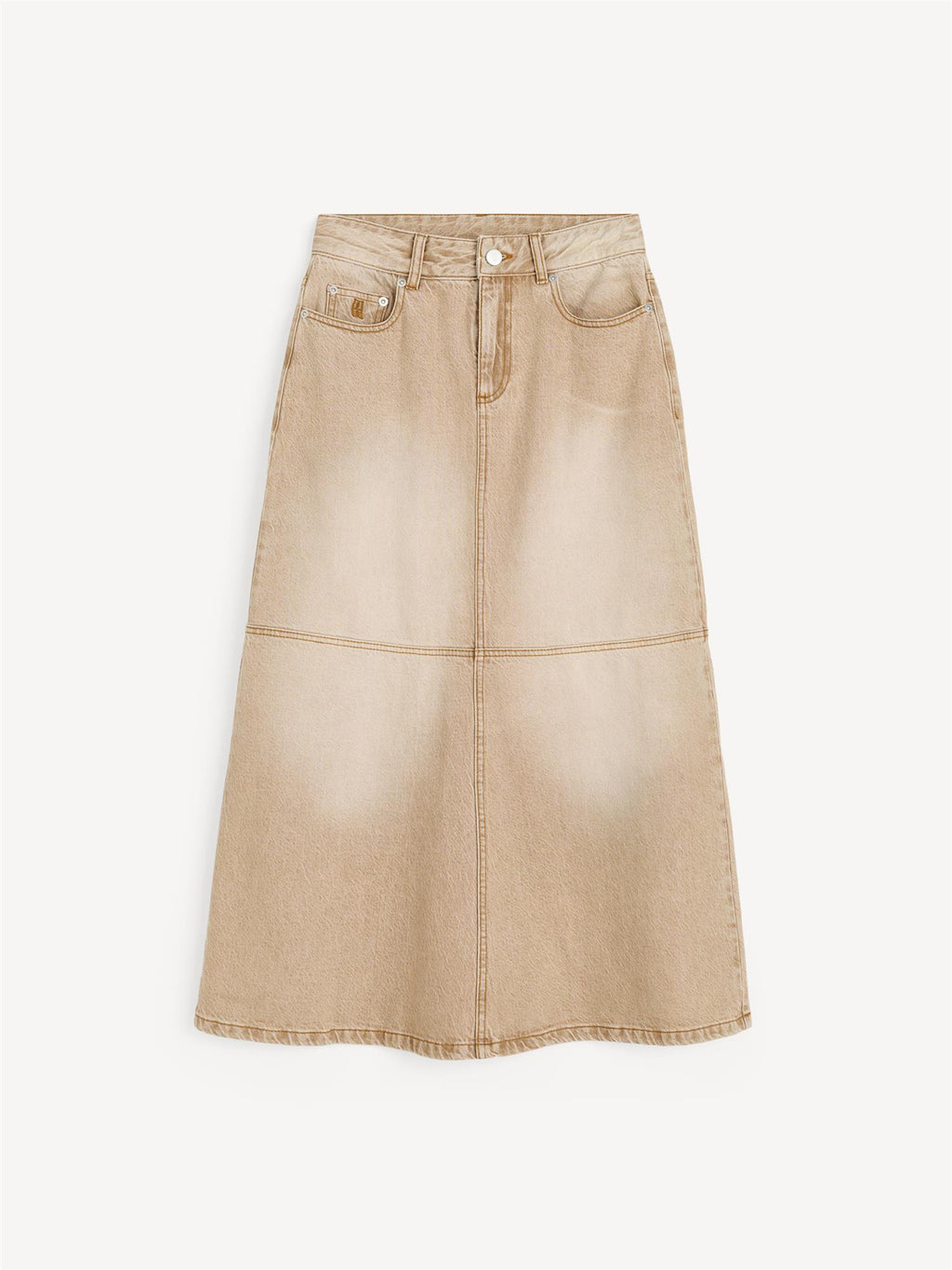 SOLENE DENIM skjørt fra By Malene Birger i fargen vasket beige, laget i denim av organisk bomull.