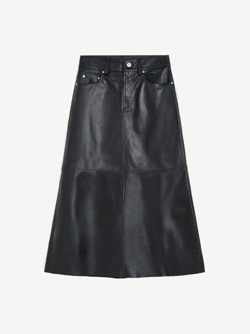 SOLENE skjørt fra By Malene Birger i fargen sort, laget i skinn.