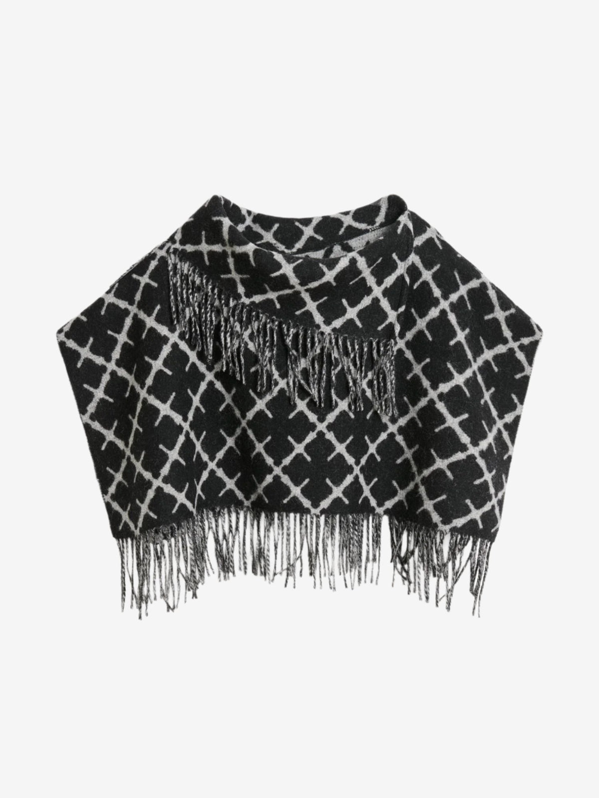 By Malene Birger TURTLOS rørformet hals i sort ull og kasjmir med Signatur Flower-mønster. Myk tekstur, vid nok til å brettes dobbelt.