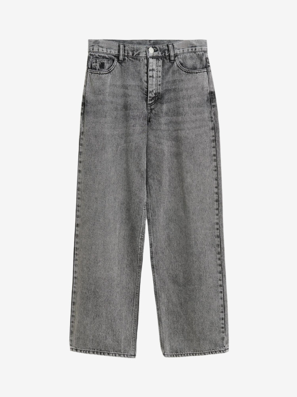 By Malene Birger Vinola jeans i vasket koksgrå, med en løs passform og vide ben, laget av organisk bomull.