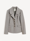 ADRIENNA blazer fra By Malene Birger i grå med brun melering. Laget i ull, polyester, viskose og elastane med innsvingt midje, nette slag og knapper i front. Foret, med lommer i front.