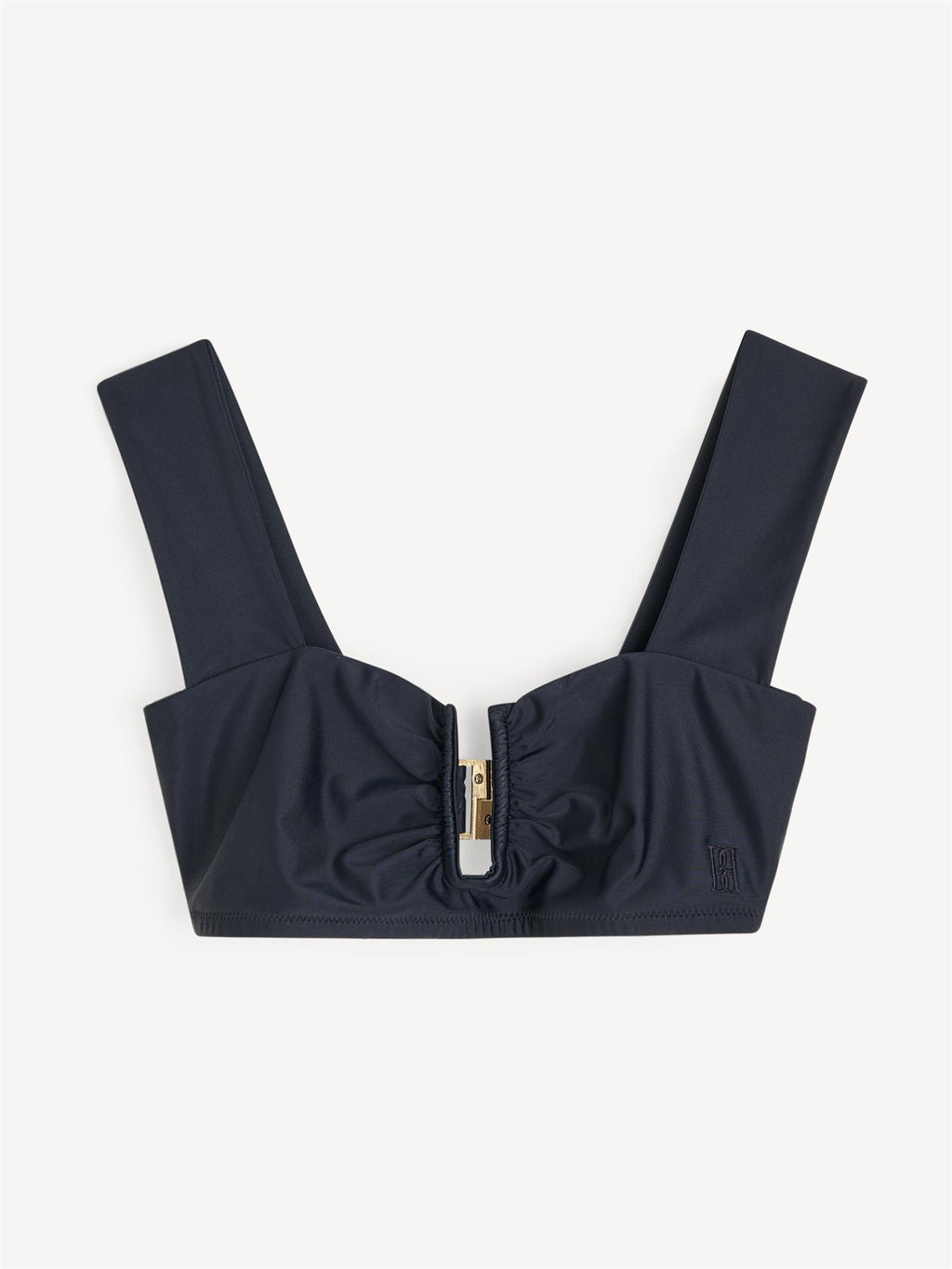 BELIRA bikinitopp fra By Malene Birger i sort. Laget i resirkulert polyamide og elastane. Brede stropper, V-utringning i front og flatterende passform.