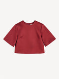 Burgunder HANIA topp fra By Malene Birger i polyester og organisk bomull, cropet lengde, rund hals og lange ermer.