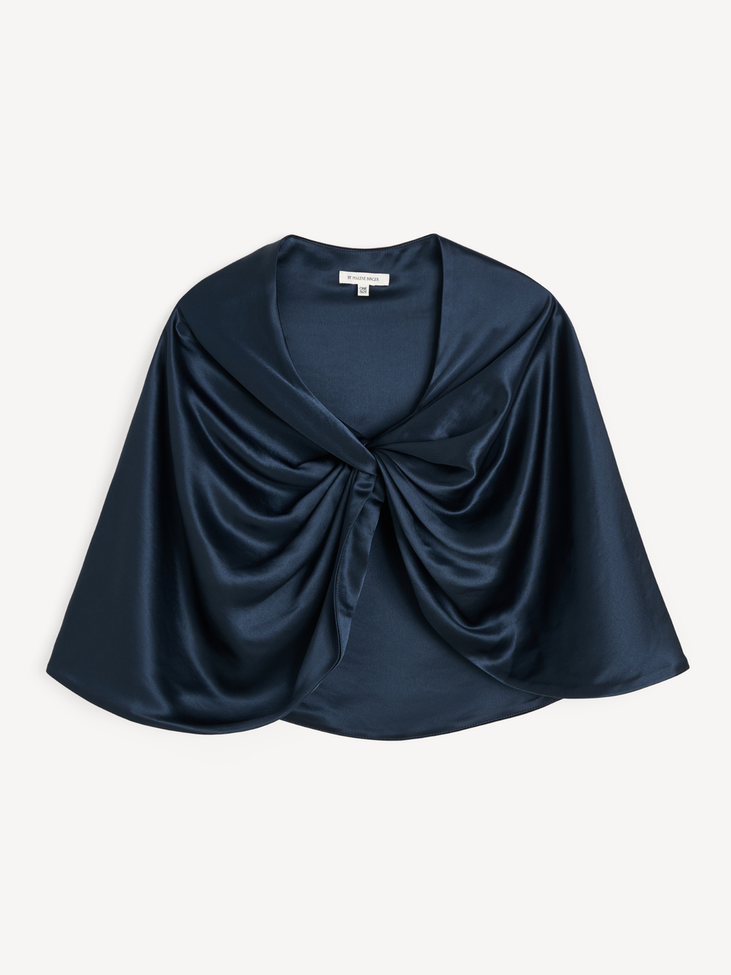 By Malene Birger PINLOS cape i mørkebla materiale med Signatur Flower-print. Rund halsringning og lange fallende linjer.