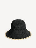 By Malene Birger STRAWILLA solhatt i sort papir, haandlaget boettehatt-form med bred skygge