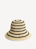 By Malene Birger STRAWILLA solhatt i papir med striper, haandlaget boettehatt-form med bred skygge