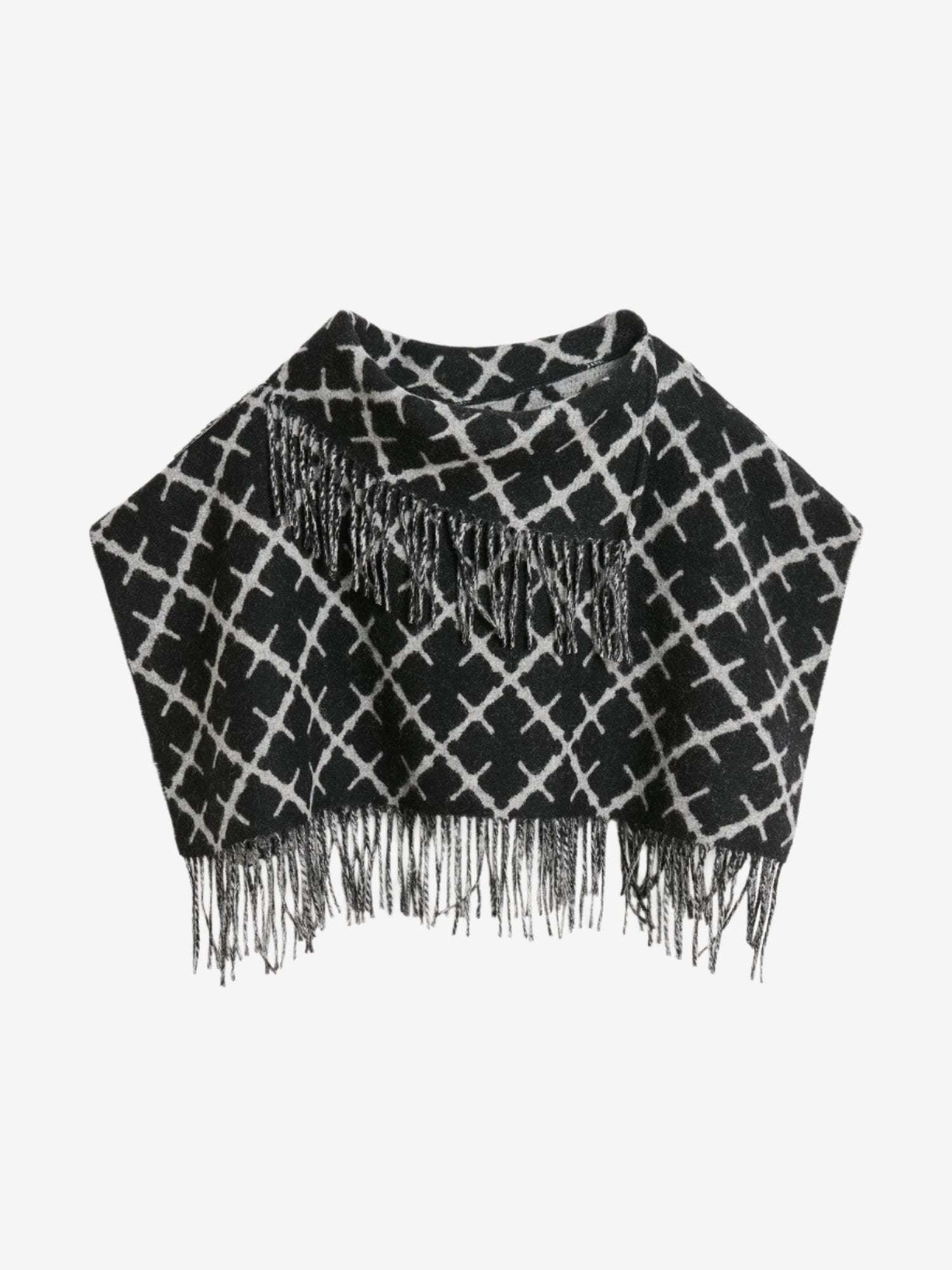 By Malene Birger TURTLOS rørformet hals i sort ull og kasjmir med Signatur Flower-mønster. Myk tekstur, vid nok til å brettes dobbelt.