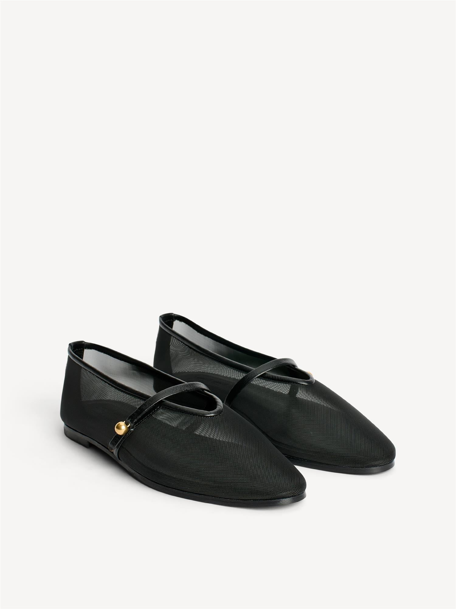 AYDA MESH gjennomsiktige ballerina sko Sort