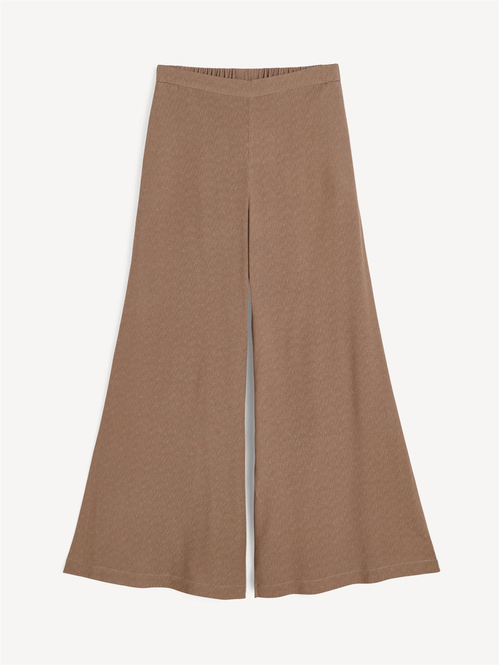 Lucee bukse med lett struktur i brun polyester, høyt liv og rette ben.