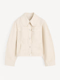 Beige jeans jakke i organisk bomull, klassisk snitt, monogramdetaljer
