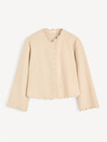 Kremfarget jakke i 100% ull, elegant passform, feminine detaljer