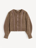Brun cardigan med klassisk snitt og knapper – By Malene Birger