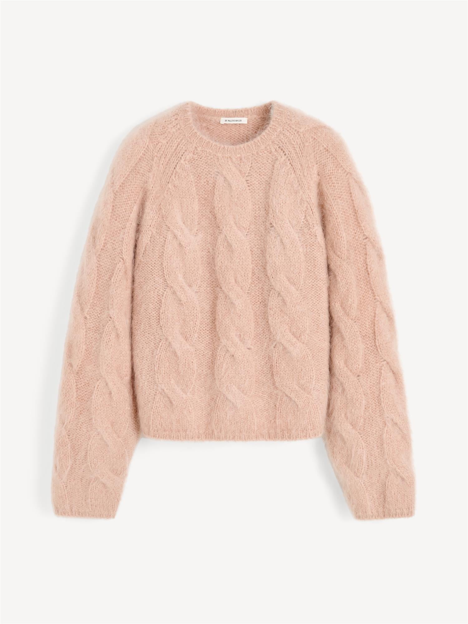ELLIOT Mohair genser med flette strikk Rosa