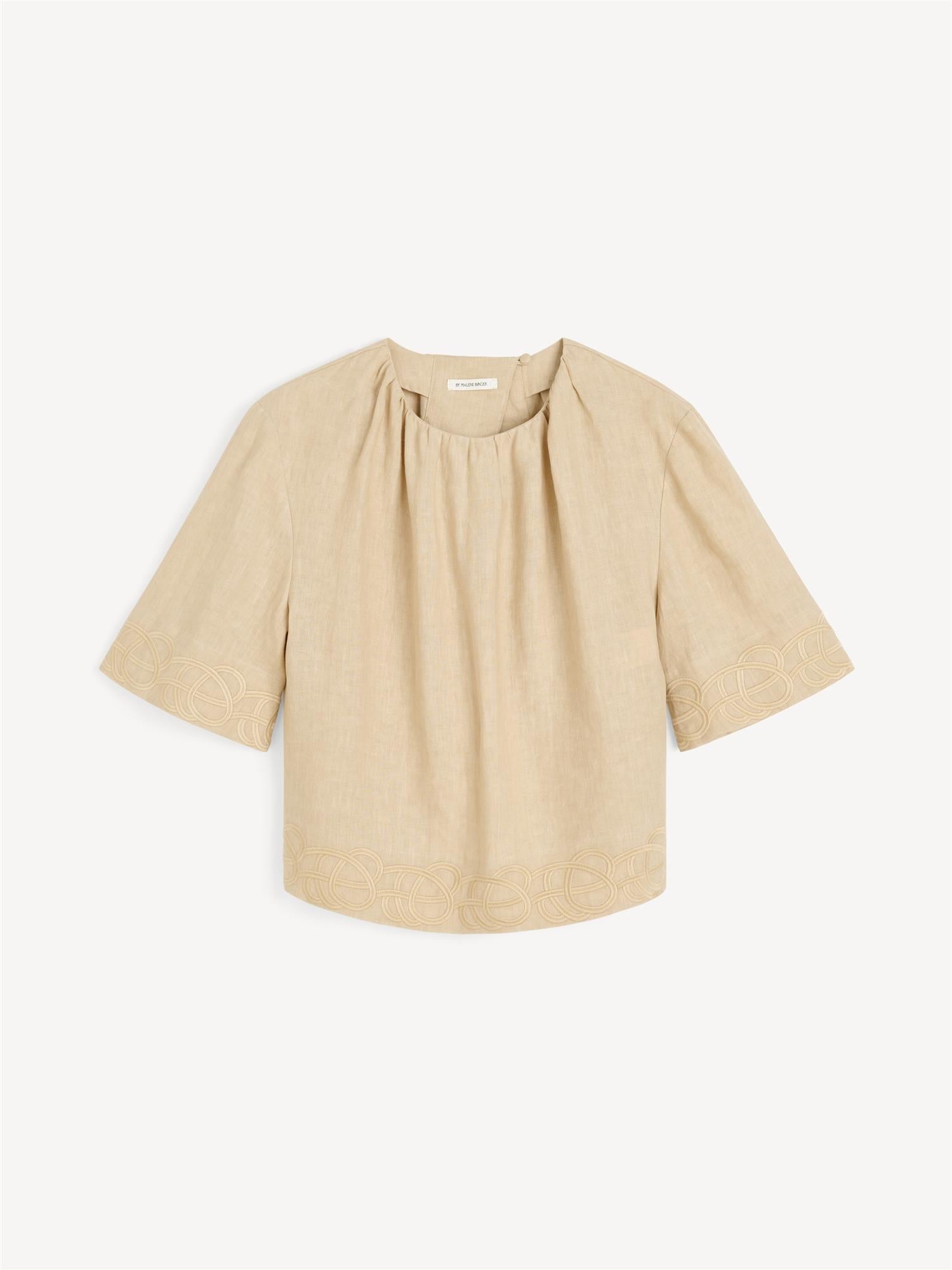 MARIAN Bluse i 100% lin Beige