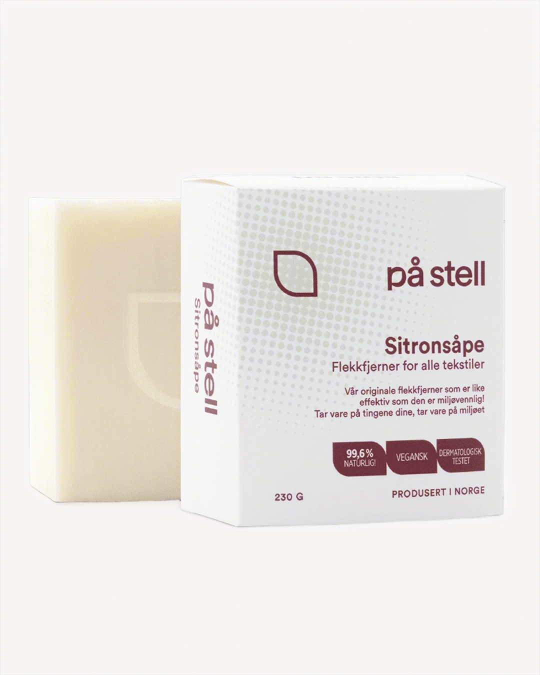 På Stell Sitronsåpe ECOCERT, en stor, naturlig og miljøvennlig såpe som passer til alle materialer.